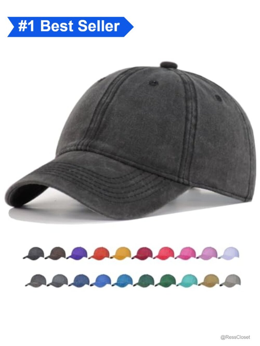 Unstructured Vintage Washed Cotton Baseball Cap Low Profile Adjustable Dad Hat